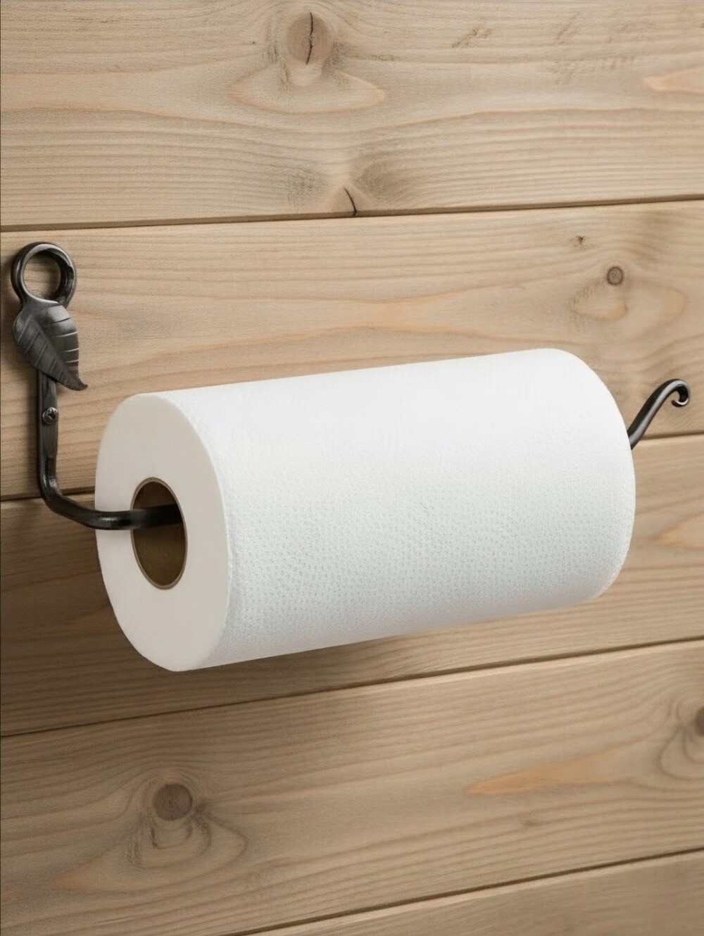 Urban Forge Leaf Wall Paper Towel Holder in Coal Black